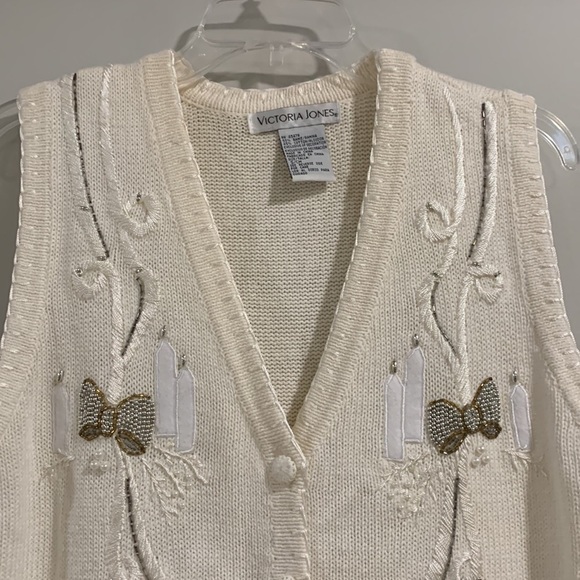 Victoria Jones - small, white holiday sweater vest - Picture 6 of 6